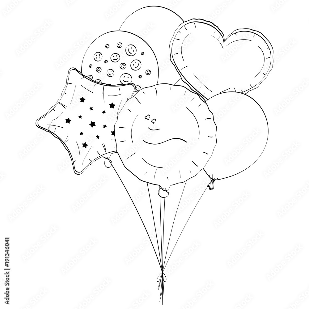 A toy balloon or party balloon pop art vector. Set coloring Stock Vector |  Adobe Stock