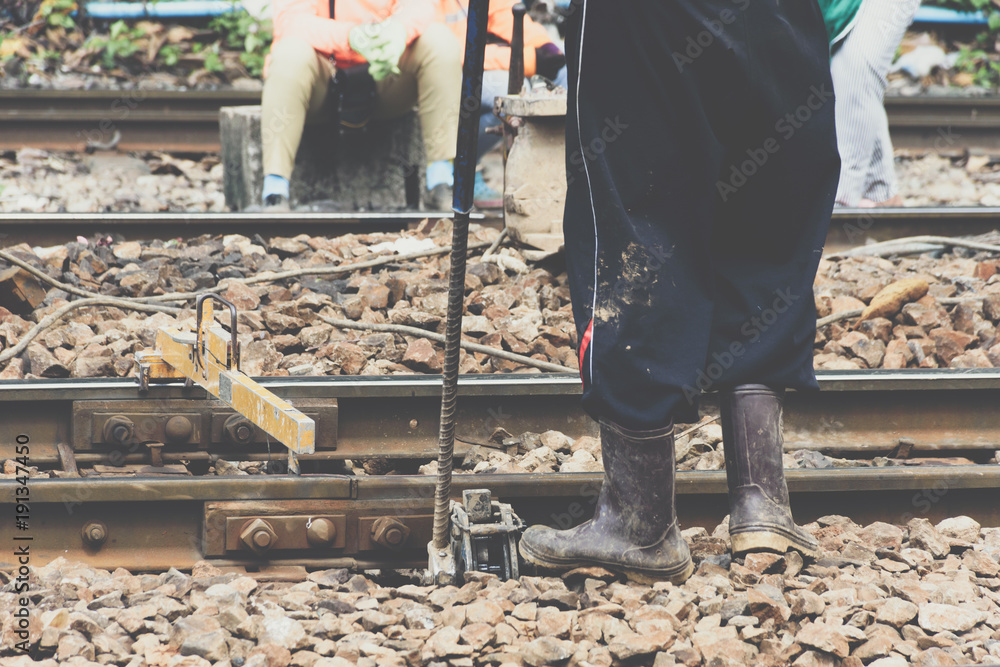 Restoration the railroad tracks for railway train Restoration the railroad tracks for railway train