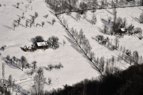 Wallpaper Mural Barn and snow in the mountains Torontodigital.ca