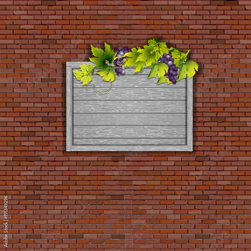 old brick wall with grapes