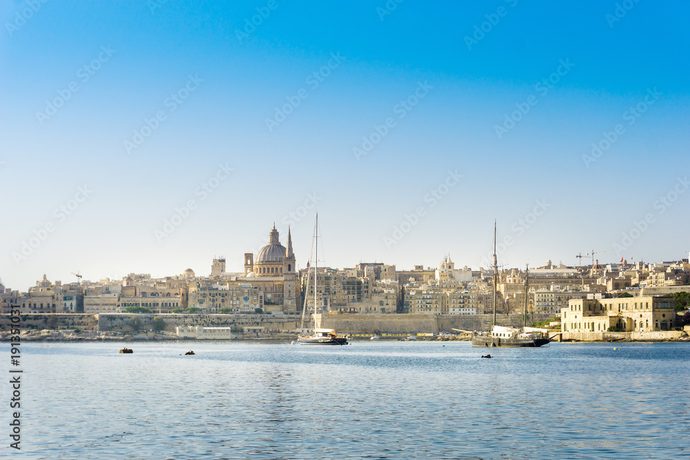 Typical Seaside port in Valletta in Malta