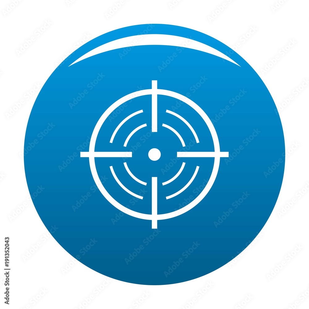 Rear sight icon vector blue circle isolated on white background Rear sight icon vector blue circle isolated on white background