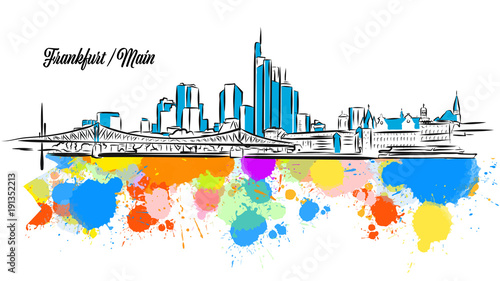 Colorful Frankfurt Main Cityscape Banner