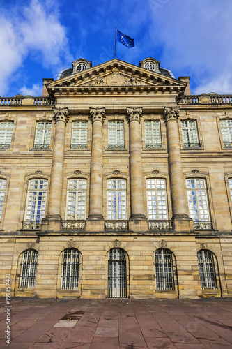 Palais Rohan (Rohan Palace, 1742) in Strasbourg - major architectural, historical and cultural landmark in city. Palais Rohan is former residence of prince-bishops and cardinals. Alsace, France.