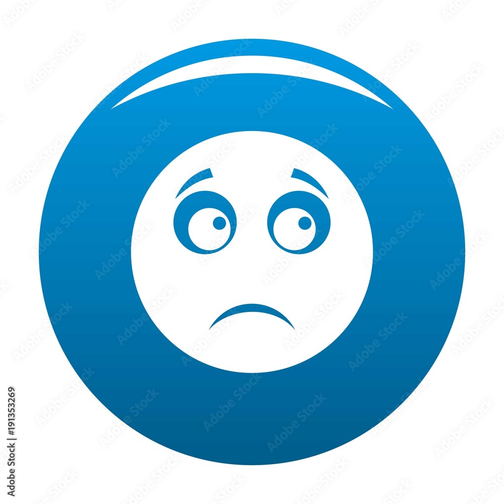 Fototapeta premium Sad smile icon vector blue circle isolated on white background 