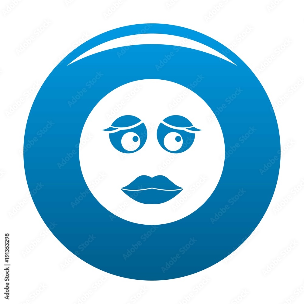 Girl smile icon vector blue circle isolated on white background Girl smile icon vector blue circle isolated on white background