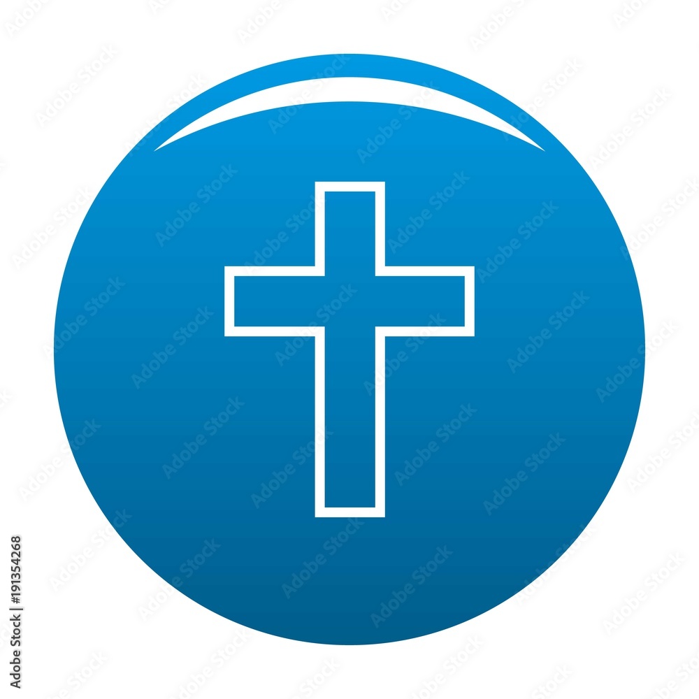 Catholic cross icon vector blue circle isolated on white background Catholic cross icon vector blue circle isolated on white background