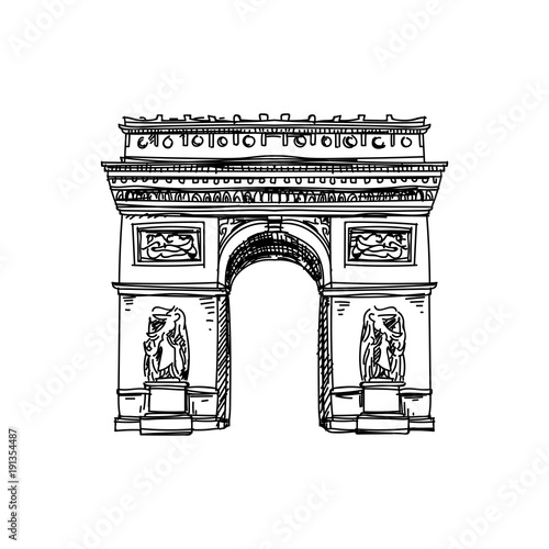 2737912 Beautiful vector hand drawn vintage france architecture Illustration.