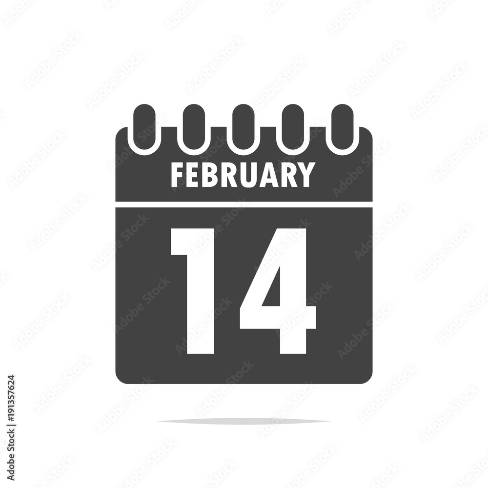 February 14 calendar icon isolated February 14 calendar icon isolated