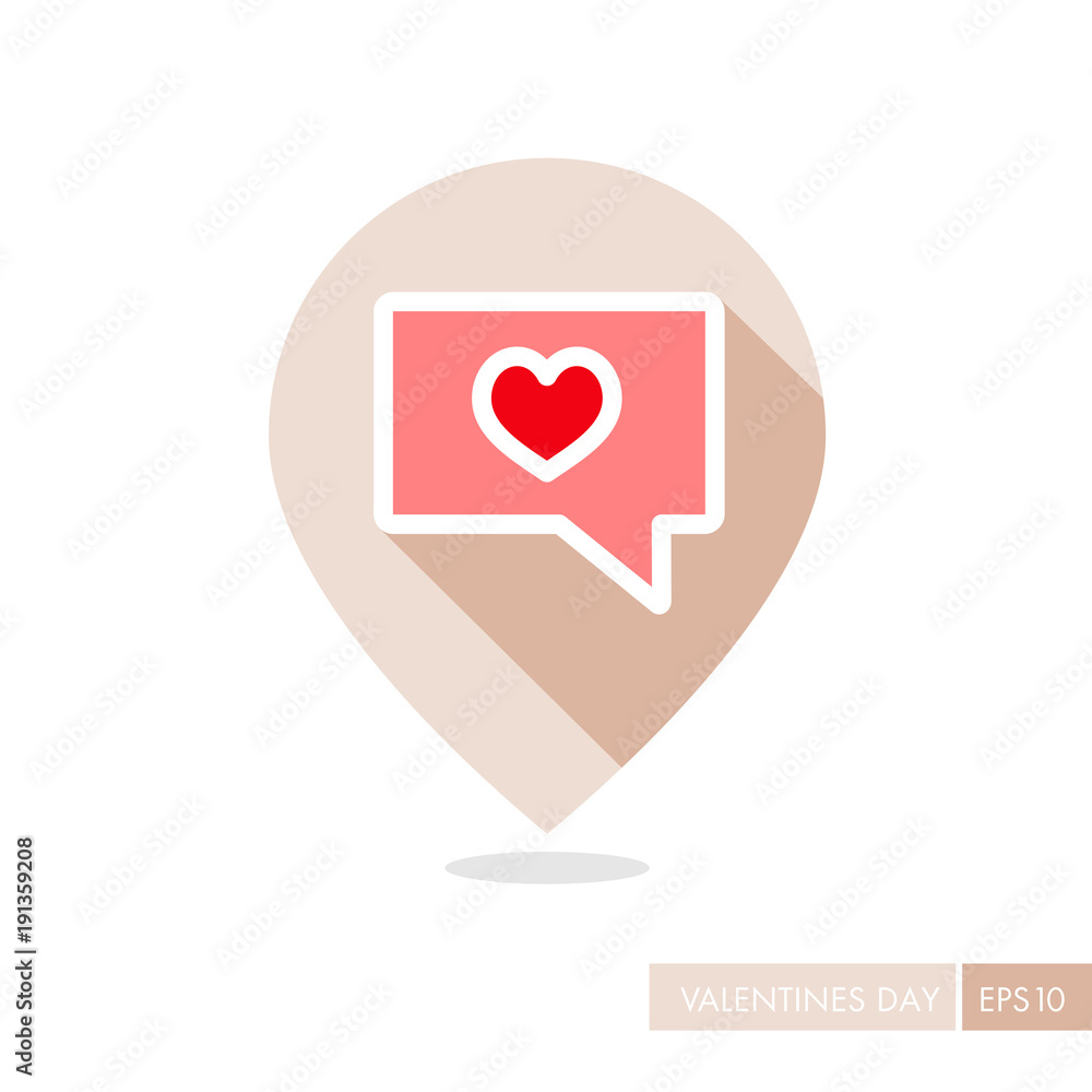 Text bubble with heart pin map icon Text bubble with heart pin map icon