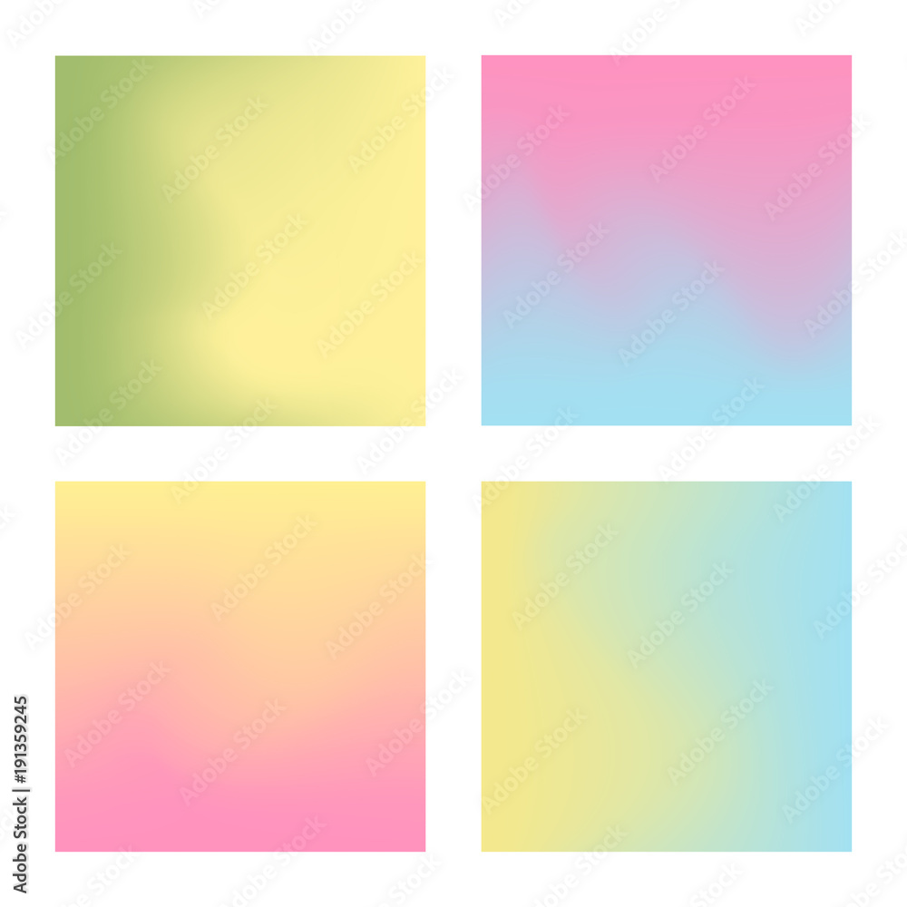 Set of pastel color gradient mesh backgrounds