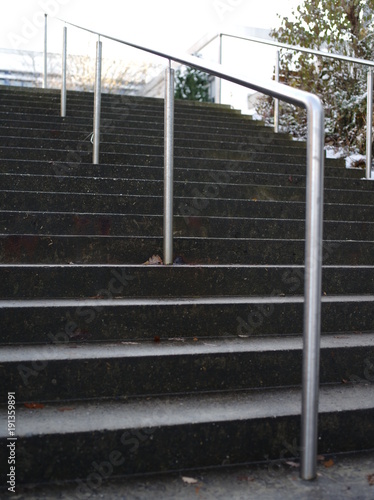 Steps covered with ice