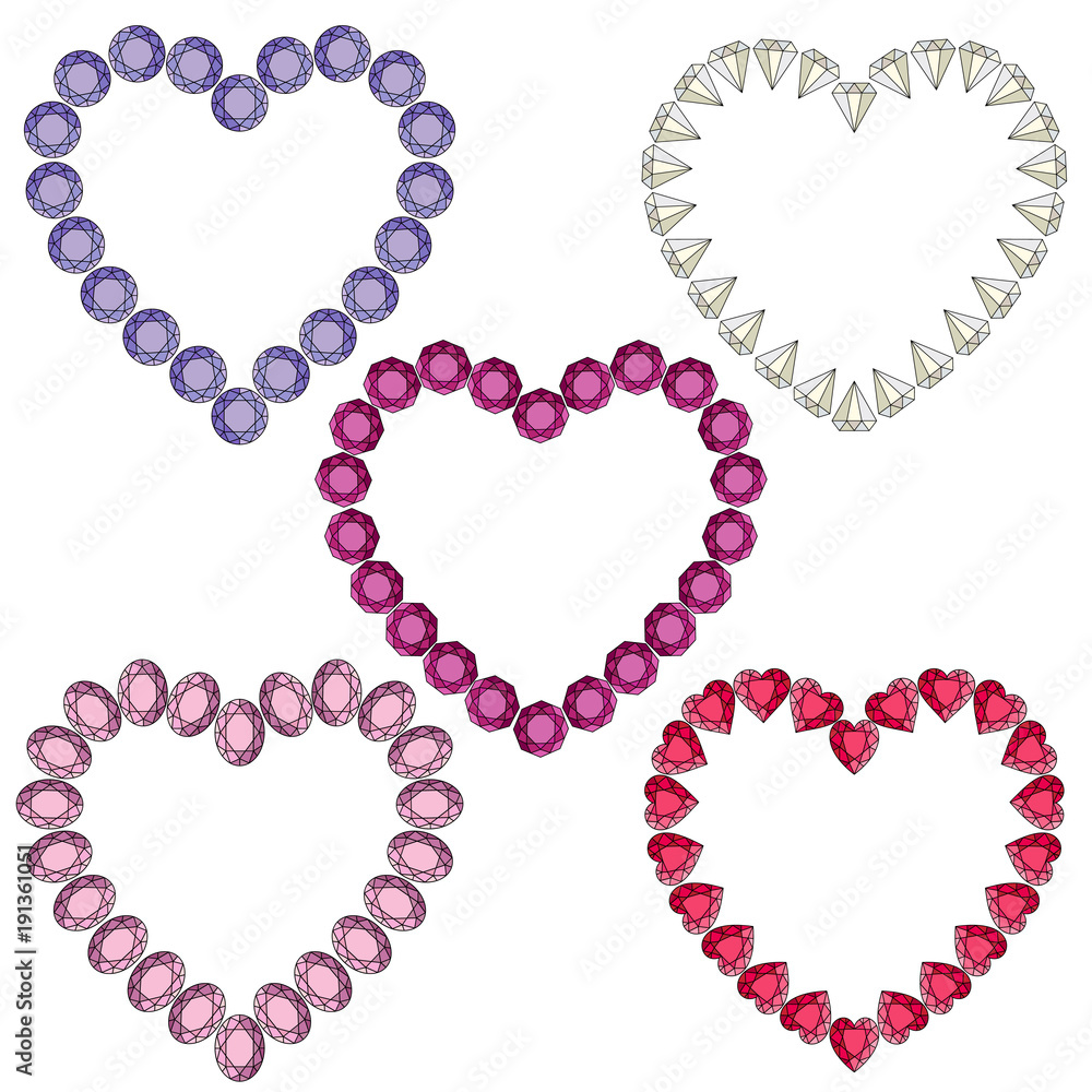 Obraz premium gemstone heart shaped frames