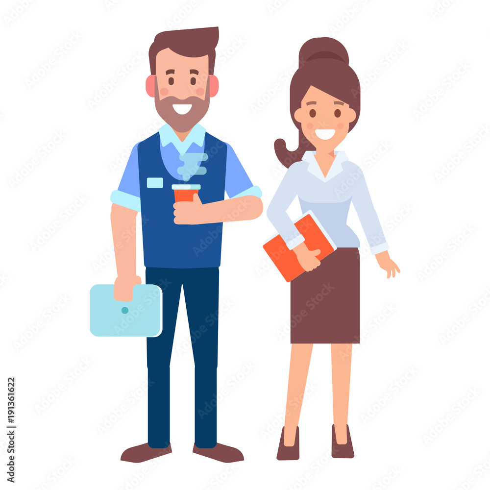 Business team flat vector Illustration. Male and female characters isolated on white. Business team flat vector Illustration. Male and female characters isolated on white.