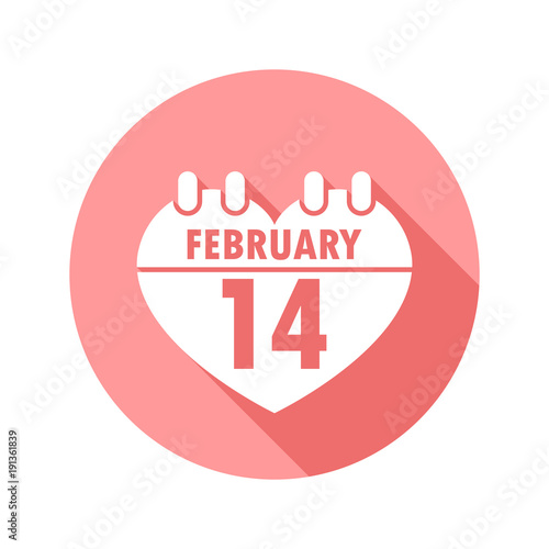 Heart shaped calendar flat design icon