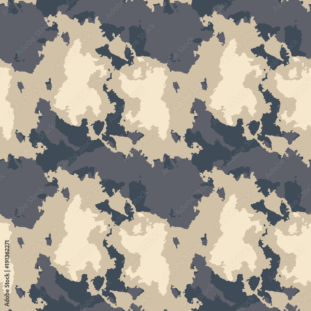 Dark urban camouflage of various shades of beige, gray and navy