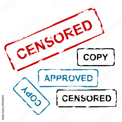 Censored, copy,  guarantee and approved shabby stamps set