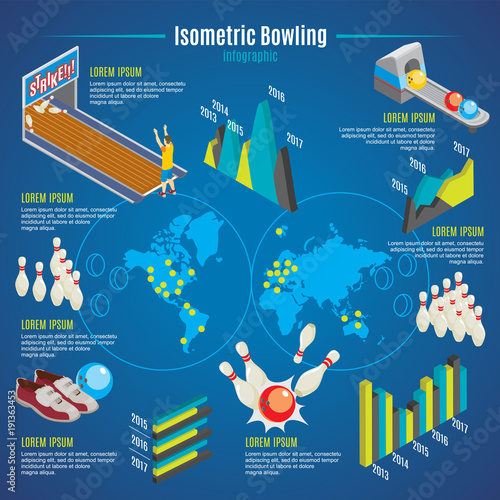 Isometric Bowling Infographic Template