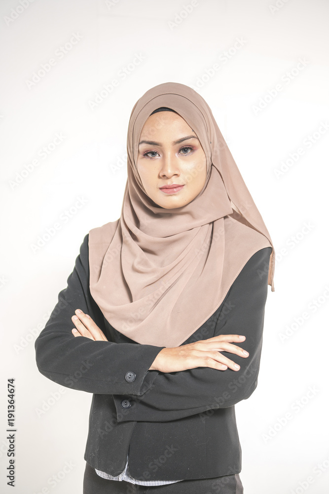 Portrait muslim woman with businesswoman concept. Portrait muslim woman with businesswoman concept.