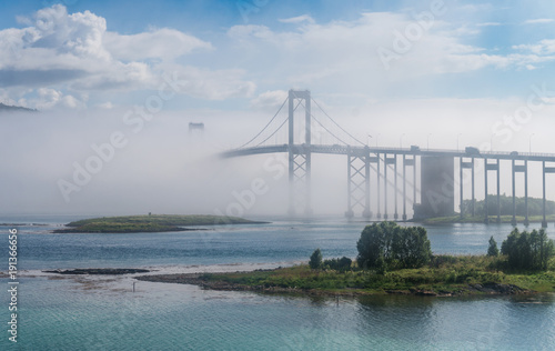 The Tjeldsund Bridge in the fog, Norway © natagolubnycha