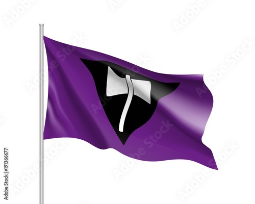 Lesbian feminist movement lgbt, realistic banner. Flag of sexual minorities, gays and lesbians. Vector illustration of a labrys
