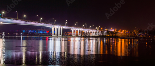 Night view of illuminated bridge above of river Don in Rostov-on-Don in Russia © rostovdriver