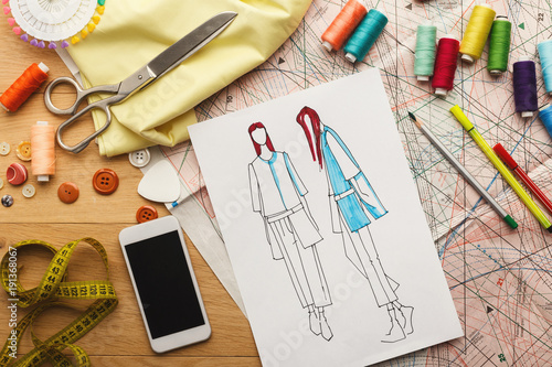 Hand drawn sketches for new fashion collection