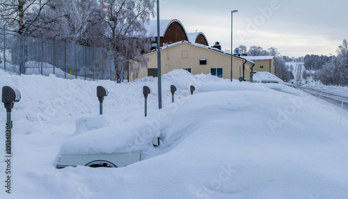 Vászonkép snowbound cars in Sweden