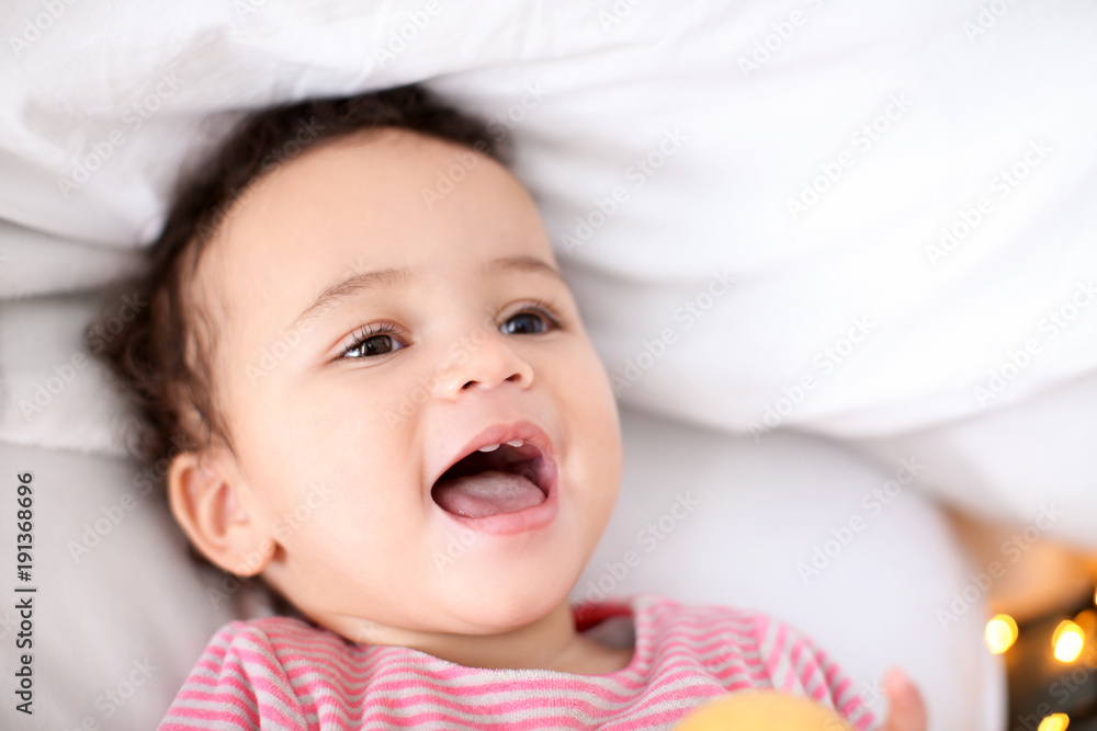 Cute African American baby girl at home Cute African American baby girl at home