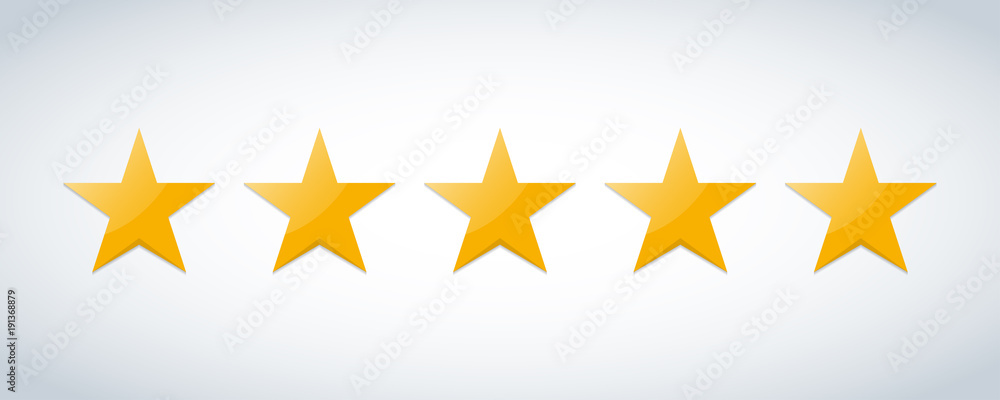 Five stars customer product rating review flat icon for apps and websites Five stars customer product rating review flat icon for apps and websites
