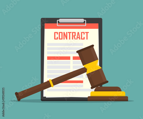 contract law concept of legal regulation judicial system business agreement law-suit
