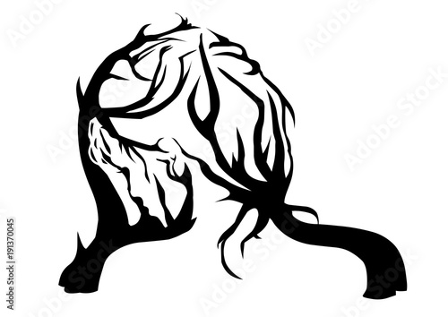 Trees as a girl, optical illusion, two meanings in one illustration, two images in one picture