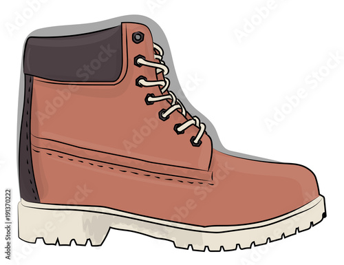 Casual shoes in pale pink and gray colors with a rough outsole with lacing on the white background eps 10 illustration