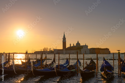 Venice Italy gondolas at sunrise light © nevodka.com