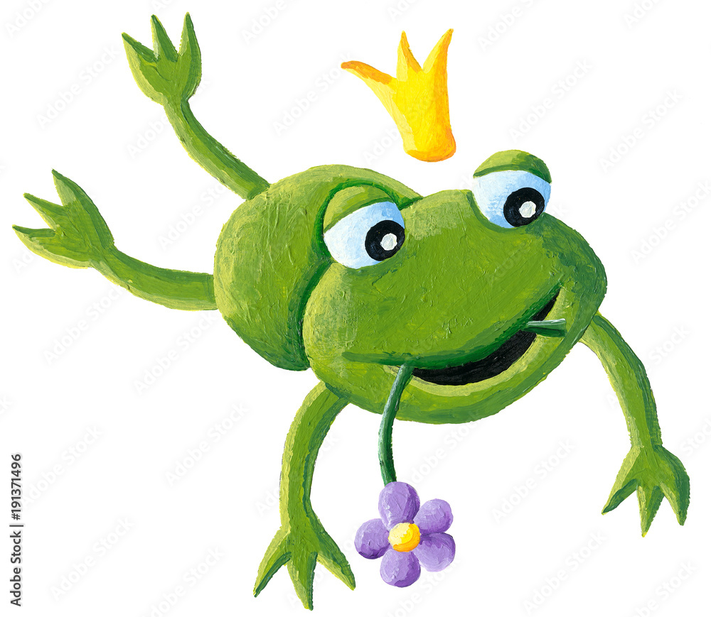 Obraz premium Cute little frog prince jumping