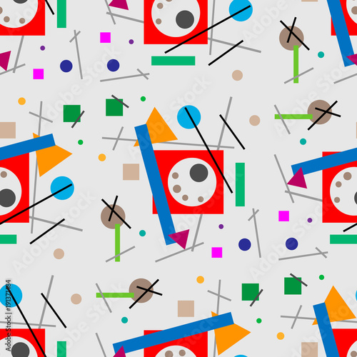 Illustration of retro phone with dial-up. Seamless pattern. Geometric illustration of retro phone cubism supermatism.