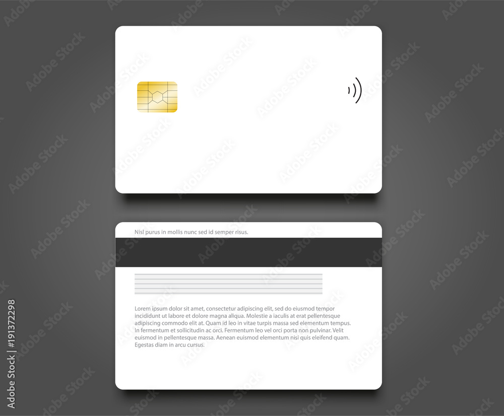 Banking chip credit card realistic mockup. Clear plastic card template