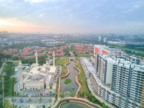 Aerial view of Tengku Ampuan Jemaah Mosque, Shah Alam Malaysia