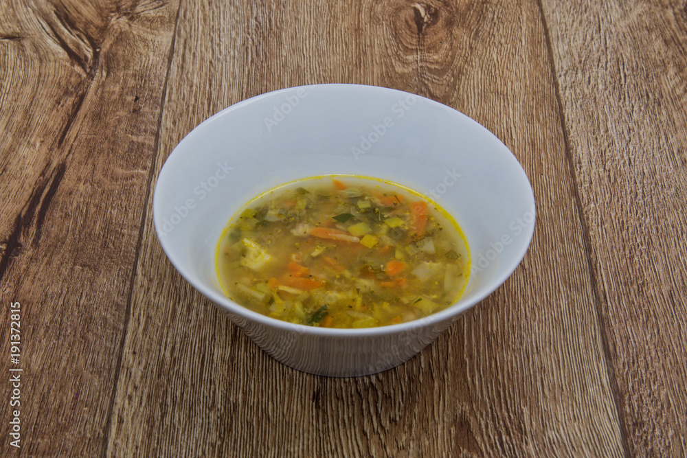 Broccoli soup on a table