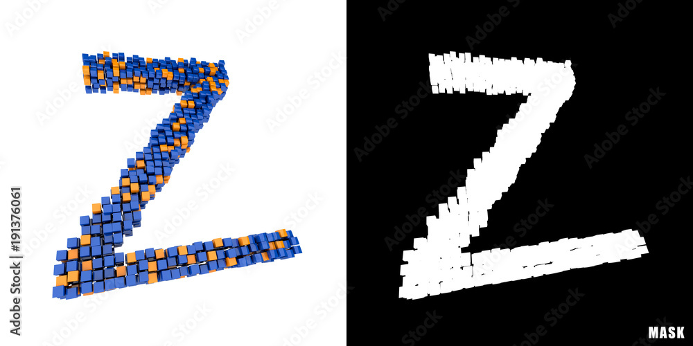 Litera Z 3D sześciany kwadraty klocki piksele Litera Z 3D sześciany kwadraty klocki piksele