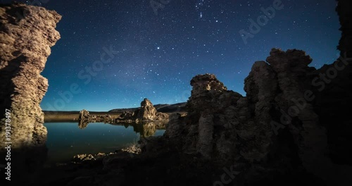 Amazing Milky Way timelapse in Night Sky Over Mono Lake, California. 3 axis motion controlled astrophotography time-lapse