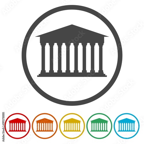 Bank building icon, vector icon, 6 Colors Included