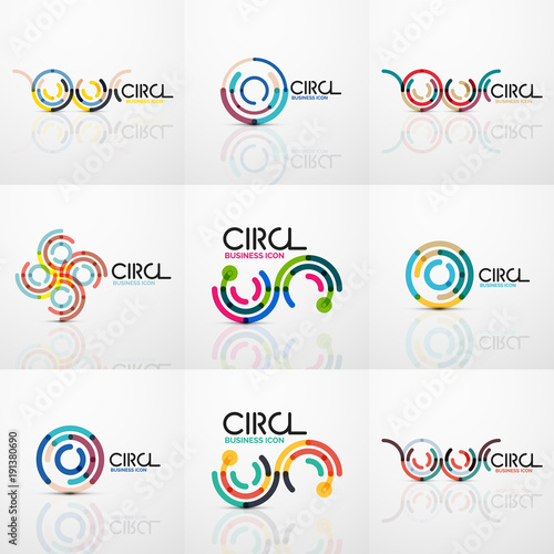 Set of line circles logos