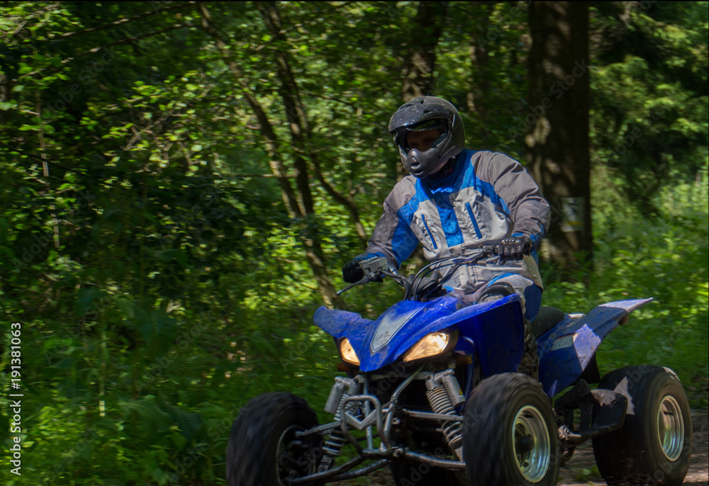 rally quad in the forest
