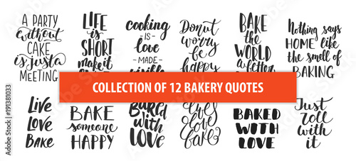 Set of bakery vector hand drawn unique typography design elements for posters, greeting cards, decoration, prints.