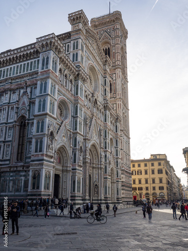 Florence Duomo. Basilica di Santa Maria del Fiore (Basilica of Saint Mary of the Flower) in Florence, Italy. Florence Duomo is one of main landmarks in Florence, sunny day. Italy, january 2018 photo