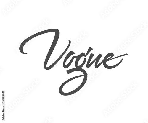 Vogue logo design. Vector sign lettering. Logotype calligraphy