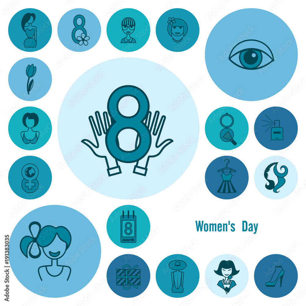 Womans Day Icon Set Womans Day Icon Set