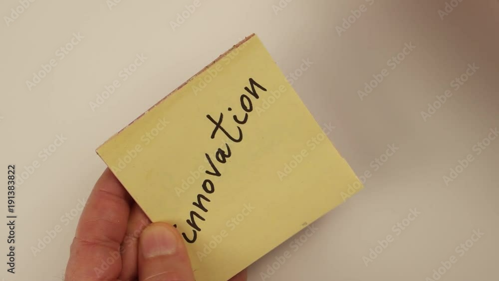 Man tears off sheets of sticky notes with the words business related Man tears off sheets of sticky notes with the words business related