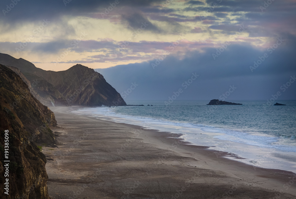 Beautiful empty beaches at sunrise in Point Reyes, California